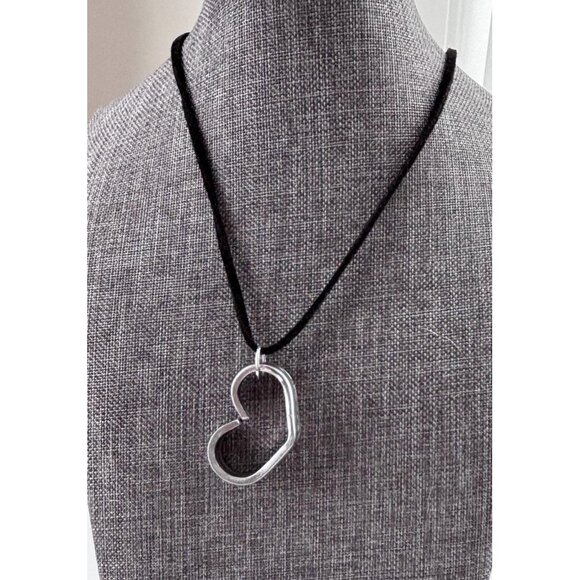 Handmade Floral Print Spoon Heart Pendant Necklace: Silvetware Jewelry - Picture 8 of 9